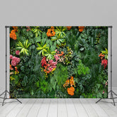 Lofaris Tropical Rainforest Plants And Flowers Green Backdrop